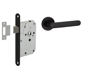 Mooi Deurbeslag Deurbeslag set loopslot en deurklink Tondo zwart