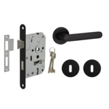 Mooi Deurbeslag Deurbeslag set met sleutelrozet en deurklink Tondo zwart Mooi Deurbeslag Deurbeslag set met sleutelrozet en deurklink Tondo zwart