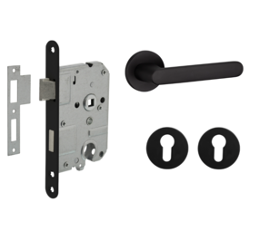 Mooi Deurbeslag Deurbeslag set met cilinderrozet en deurklink Tondo zwart