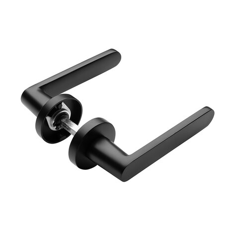 Mooi Deurbeslag Deurklink Tondo zwart geveerd - deurbeslag voor binnendeur - Mooi Deurbeslag