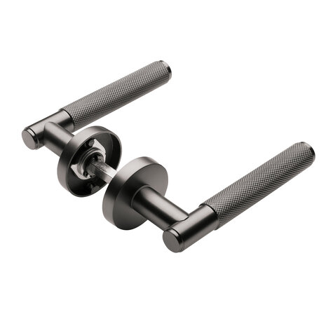 Mooi Deurbeslag Deurklink Luxor op rozet antraciet grijs - deurbeslag voor binnendeur - Mooi Deurbeslag