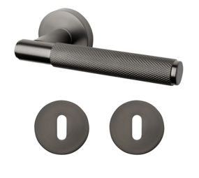 Mooi Deurbeslag Deurklink Luxor antraciet grijs met sleutelrozet Mooi Deurbeslag Deurklink Luxor antraciet grijs met sleutelrozet