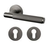 Mooi Deurbeslag Deurklink Luxor antraciet grijs met cilinderrozet