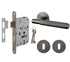 Mooi Deurbeslag Deurbeslag set met sleutelrozet en deurklink Luxor antraciet grijs