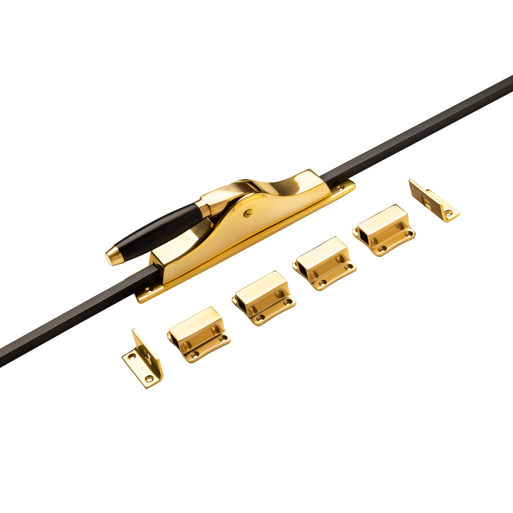 De Oude Deurklink Pomp Espagnolet Klassiek messing gelakt met stangenset 2x150cm