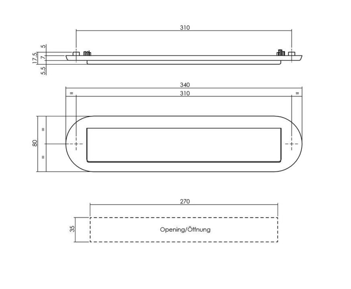 Intersteel Brievenbus ovaal met klep en regenrand getrommeld RVS Intersteel Brievenbus ovaal met klep en regenrand getrommeld RVS