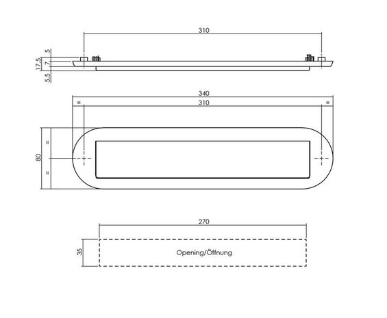 Intersteel Brievenbus ovaal met klep en regenrand getrommeld RVS Intersteel Brievenbus ovaal met klep en regenrand getrommeld RVS