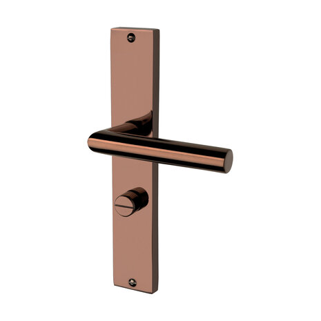 Mooi Deurbeslag Ferro geveerd op schild wc 63/8 PVD glanzend brons Mooi Deurbeslag Ferro geveerd op schild wc 63/8 PVD glanzend brons