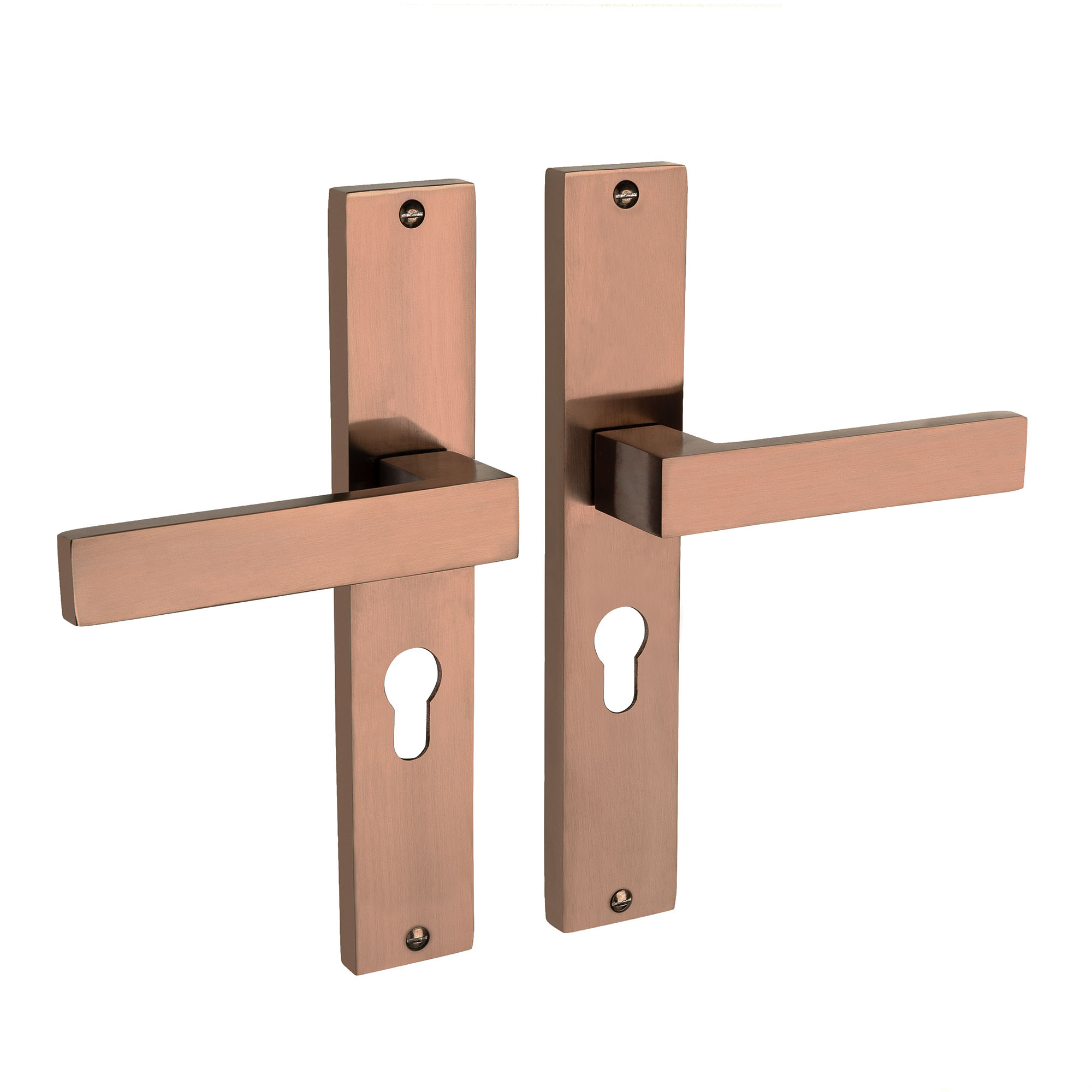 Mooi Deurbeslag Lusso geveerd op schild cilindergat 55mm mat brons