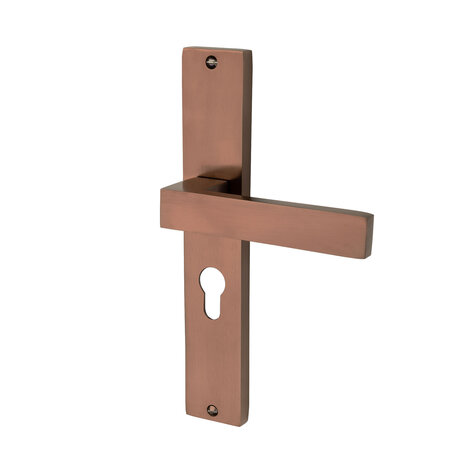 Mooi Deurbeslag Lusso geveerd op schild cilindergat 55mm mat brons Mooi Deurbeslag Lusso geveerd op schild cilindergat 55mm mat brons