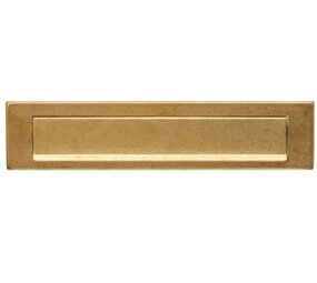 Intersteel Briefplaat rechthoekig 340x75mm met klep/regenrand PVD messing getrommeld Intersteel Briefplaat rechthoekig 340x75mm met klep/regenrand PVD messing getrommeld