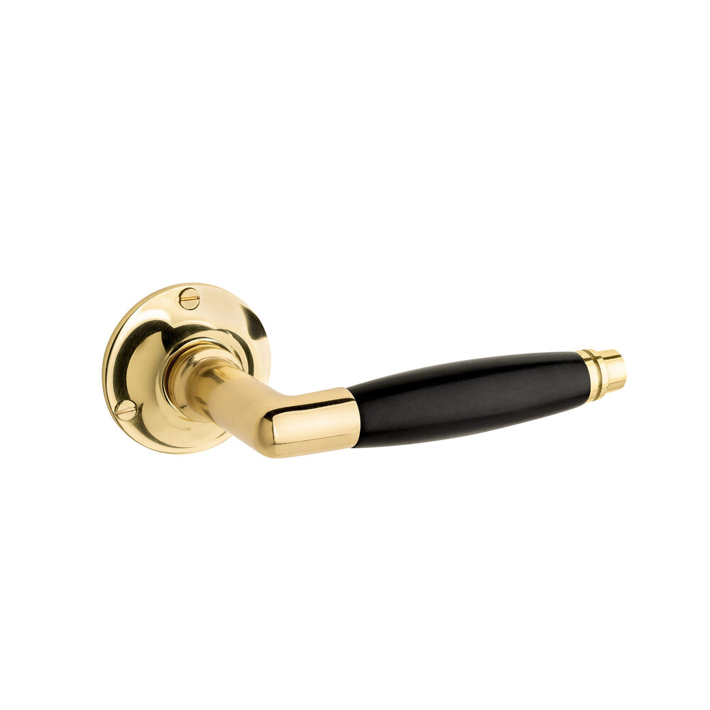 De Oude Deurklink Klassieke geveerde deurklink, rond rozet, messing gelakt De Oude Deurklink Klassieke geveerde deurklink, rond rozet, messing gelakt
