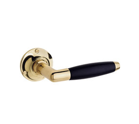De Oude Deurklink Klassieke geveerde deurklink, rond rozet, messing gelakt De Oude Deurklink Klassieke geveerde deurklink, rond rozet, messing gelakt