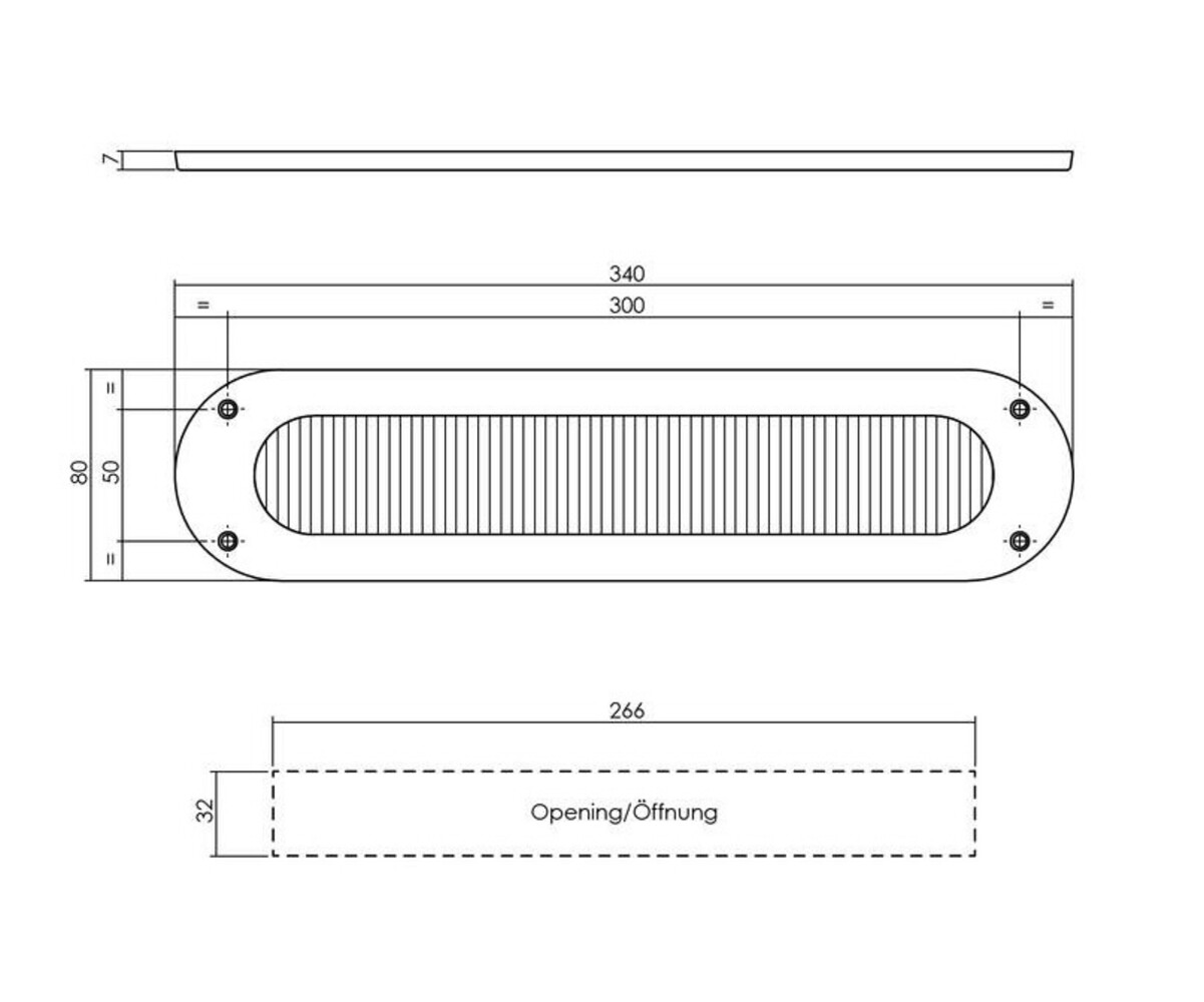 Intersteel Tochtwering ovaal 340x80mm rvs getrommeld Intersteel Tochtwering ovaal 340x80mm rvs getrommeld