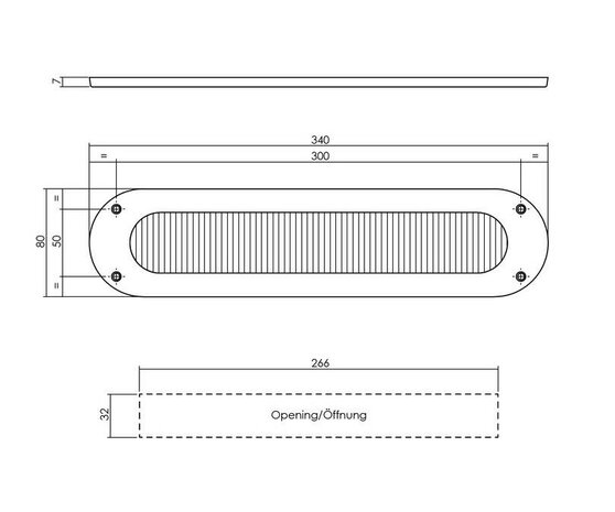 Intersteel Tochtwering ovaal 340x80mm rvs getrommeld Intersteel Tochtwering ovaal 340x80mm rvs getrommeld