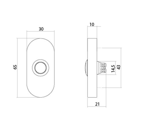 Intersteel Deurbel ovaal 65x30x10mm verdekt rvs getrommeld Intersteel Deurbel ovaal 65x30x10mm verdekt rvs getrommeld