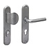 SKG3 veiligheidsbeslag ovaal greep/klink Luzern met kerntrekbeveiliging rvs getrommeld PC 72mm SKG3 veiligheidsbeslag ovaal greep/klink Luzern met kerntrekbeveiliging rvs getrommeld PC 72mm