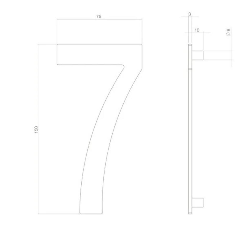 Intersteel Messing getrommeld huisnummer 7 Intersteel Messing getrommeld huisnummer 7