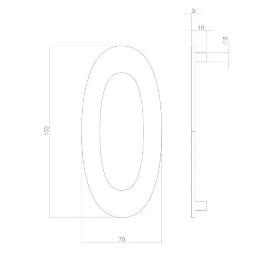 Intersteel Messing getrommeld huisnummer 0