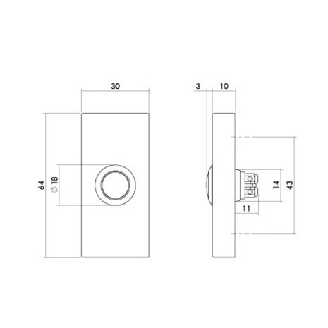 Intersteel Deurbel rechthoekig 65x30x10mm verdekt PVD messingkleur Intersteel Deurbel rechthoekig 65x30x10mm verdekt PVD messingkleur