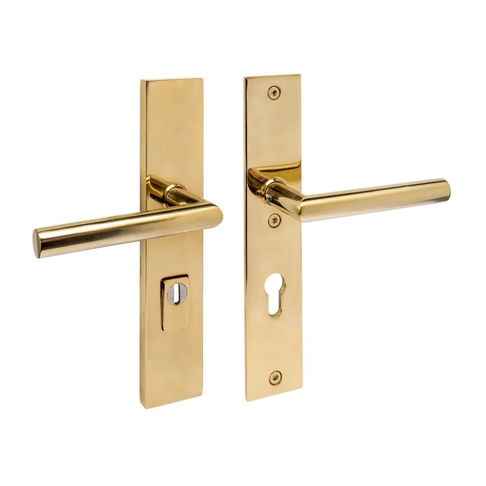 Intersteel SKG3 veiligheidsbeslag klink/klink Jura profielcilindergat 72mm met kerntrekbeveiliging PVD messingkleur Intersteel SKG3 veiligheidsbeslag klink/klink Jura profielcilindergat 72mm met kerntrekbeveiliging PVD messingkleur