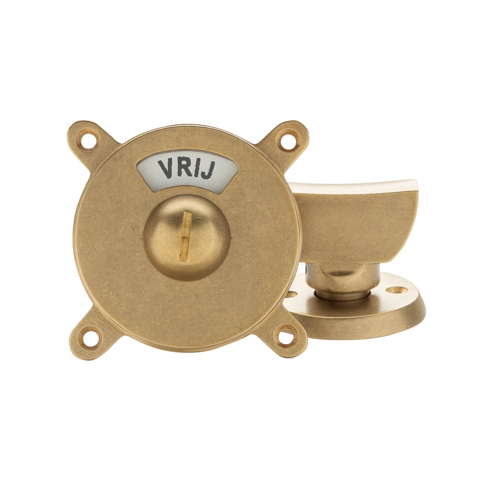 De Oude Deurklink WC sluiting Resident messing getrommeld - toilet badkamer sluiting met vrij-bezet indicator | De Oude Deurklink De Oude Deurklink WC sluiting Resident messing getrommeld - toilet badkamer sluiting met vrij-bezet indicator | De Oude Deurklink