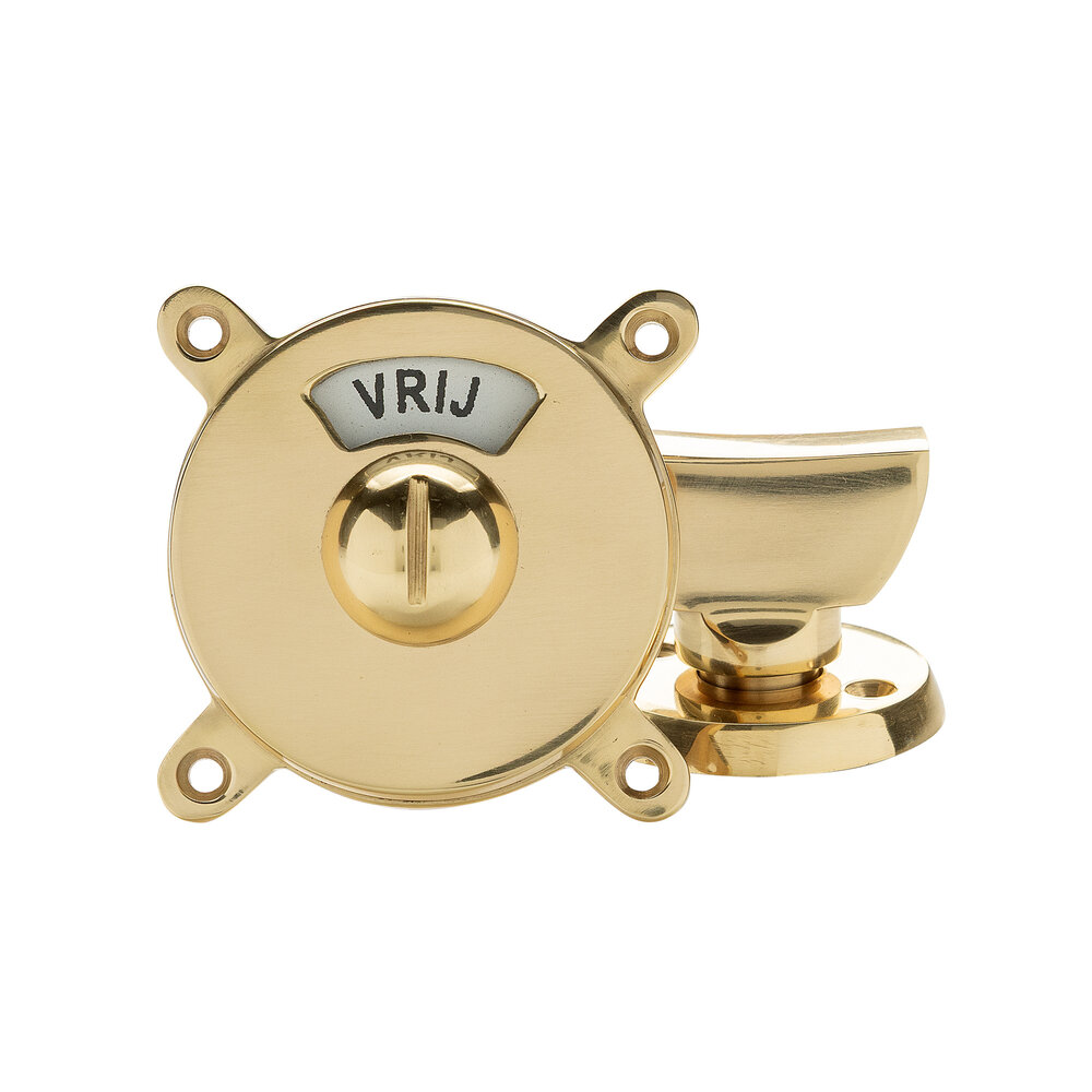 De Oude Deurklink WC sluiting Resident messing gelakt - toilet badkamer sluiting met vrij-bezet indicator | De Oude Deurklink De Oude Deurklink WC sluiting Resident messing gelakt - toilet badkamer sluiting met vrij-bezet indicator | De Oude Deurklink