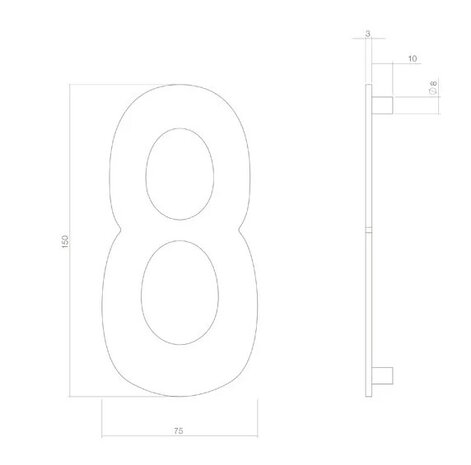 Intersteel PVD messing huisnummer 8 Intersteel PVD messing huisnummer 8