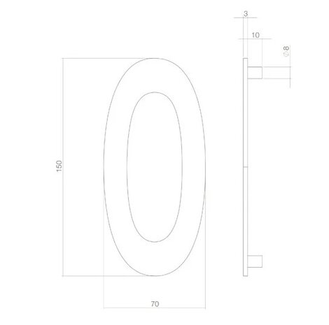 Intersteel PVD messing huisnummer 0 Intersteel PVD messing huisnummer 0