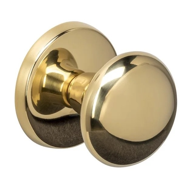 Intersteel Voordeurknop paddenstoel ø58mm op achterplaat éénzijdige montage PVD messingkleur