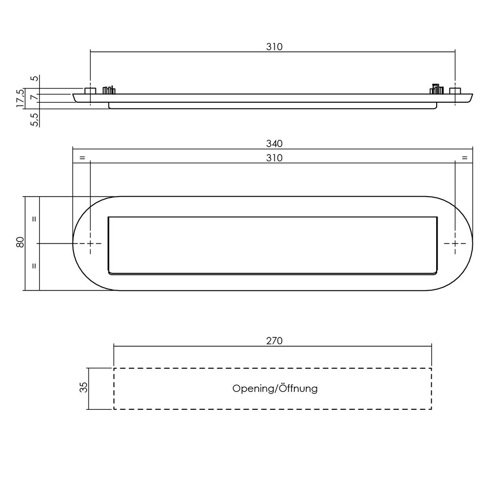 Intersteel Brievenbus ovaal met klep/regenrand PVD messing getrommeld Intersteel Brievenbus ovaal met klep/regenrand PVD messing getrommeld