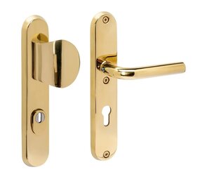 Intersteel SKG3 veiligheidsbeslag Luzern deurgreep/klink PC 72mm met kerntrekbeveiliging PVD messingkleur Intersteel SKG3 veiligheidsbeslag Luzern deurgreep/klink PC 72mm met kerntrekbeveiliging PVD messingkleur