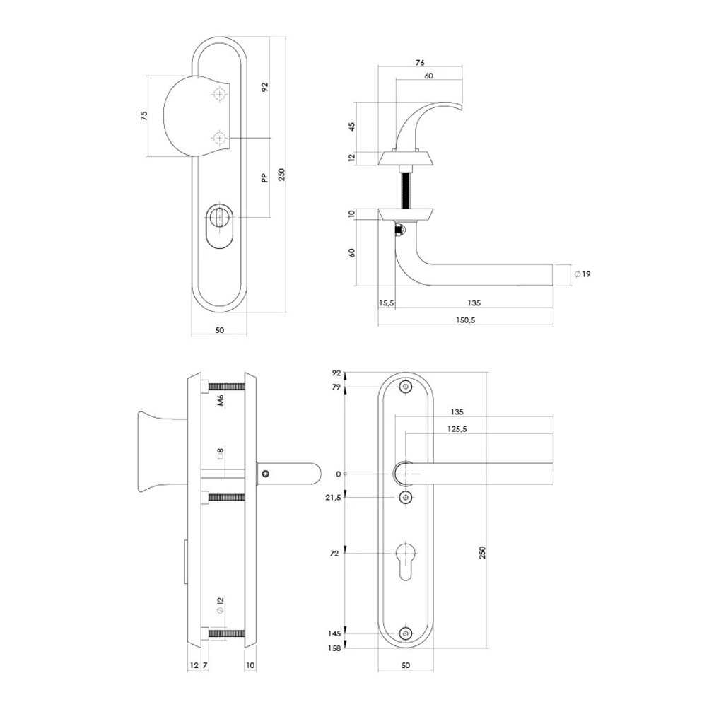 Intersteel SKG3 veiligheidsbeslag Luzern PVD messing getrommeld PC 72mm met KTB Intersteel SKG3 veiligheidsbeslag Luzern PVD messing getrommeld PC 72mm met KTB