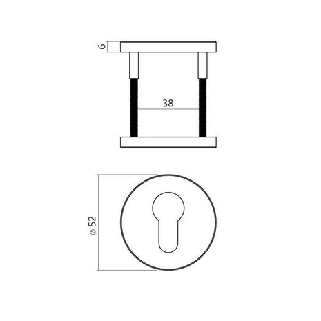 Intersteel Cilinderrozetten verdekt PVD antraciet grijs
