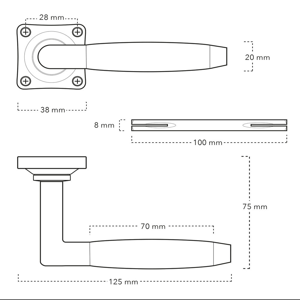 De Oude Deurklink Klassieke geveerde deurklink, vierkant rozet, messing gelakt De Oude Deurklink Klassieke geveerde deurklink, vierkant rozet, messing gelakt