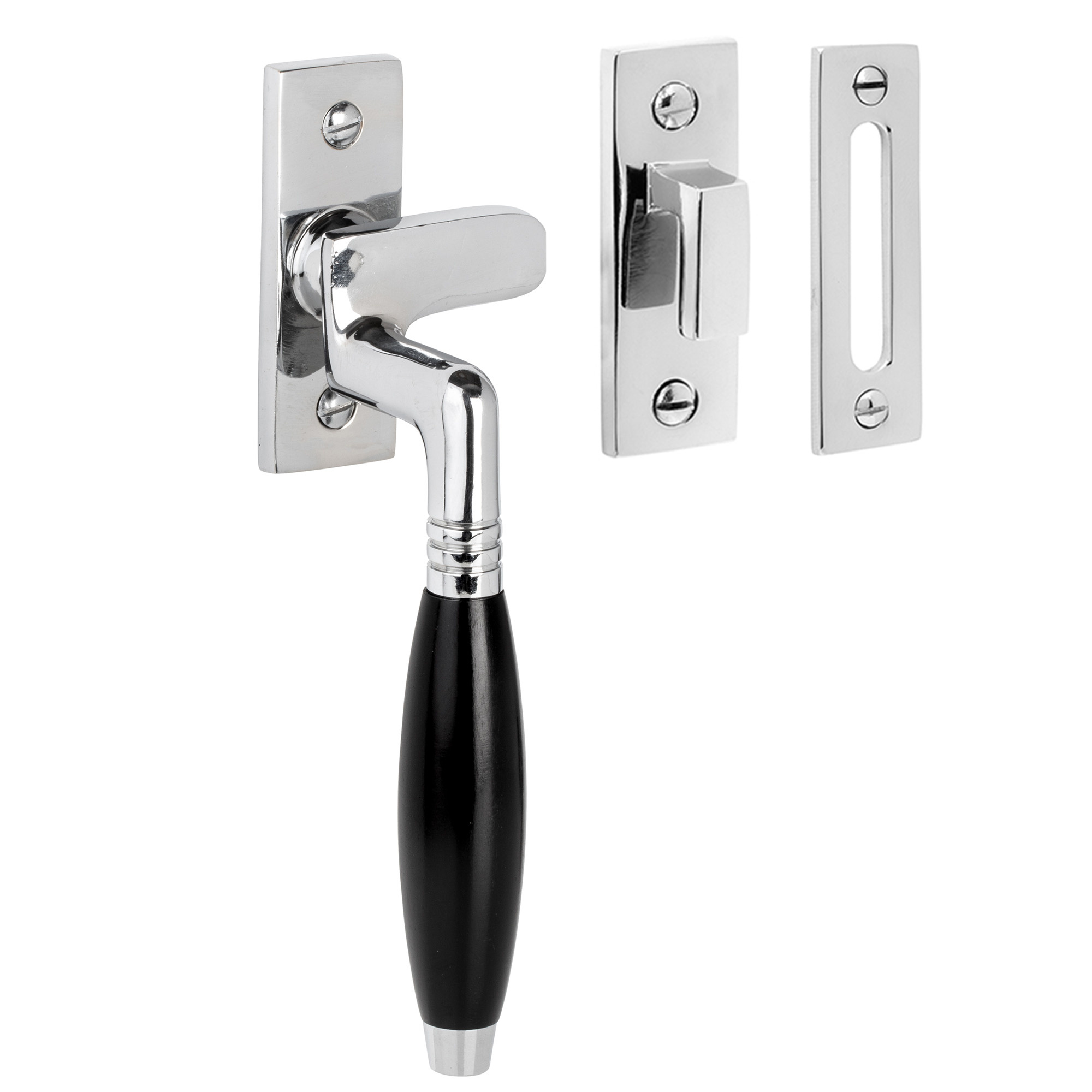 De Oude Deurklink Raamsluiting Klassiek glanzend nikkel links