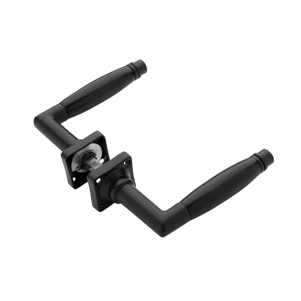 De Oude Deurklink Deurklink Deco geveerd mat zwart vierkante rozetten De Oude Deurklink Deurklink Deco geveerd mat zwart vierkante rozetten