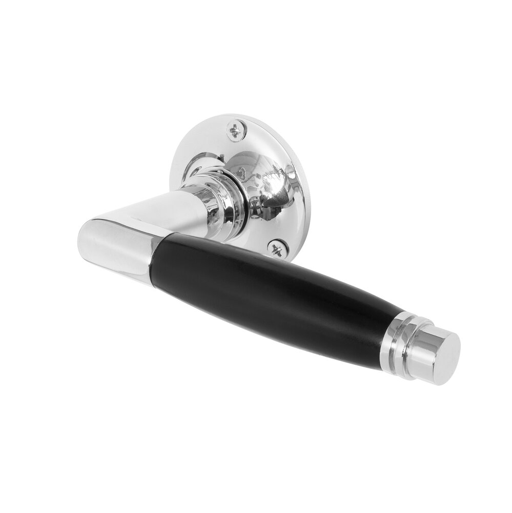 De Oude Deurklink Geveerde deurklinken deco met ronde rozetten in glanzend nikkel De Oude Deurklink Geveerde deurklinken deco met ronde rozetten in glanzend nikkel