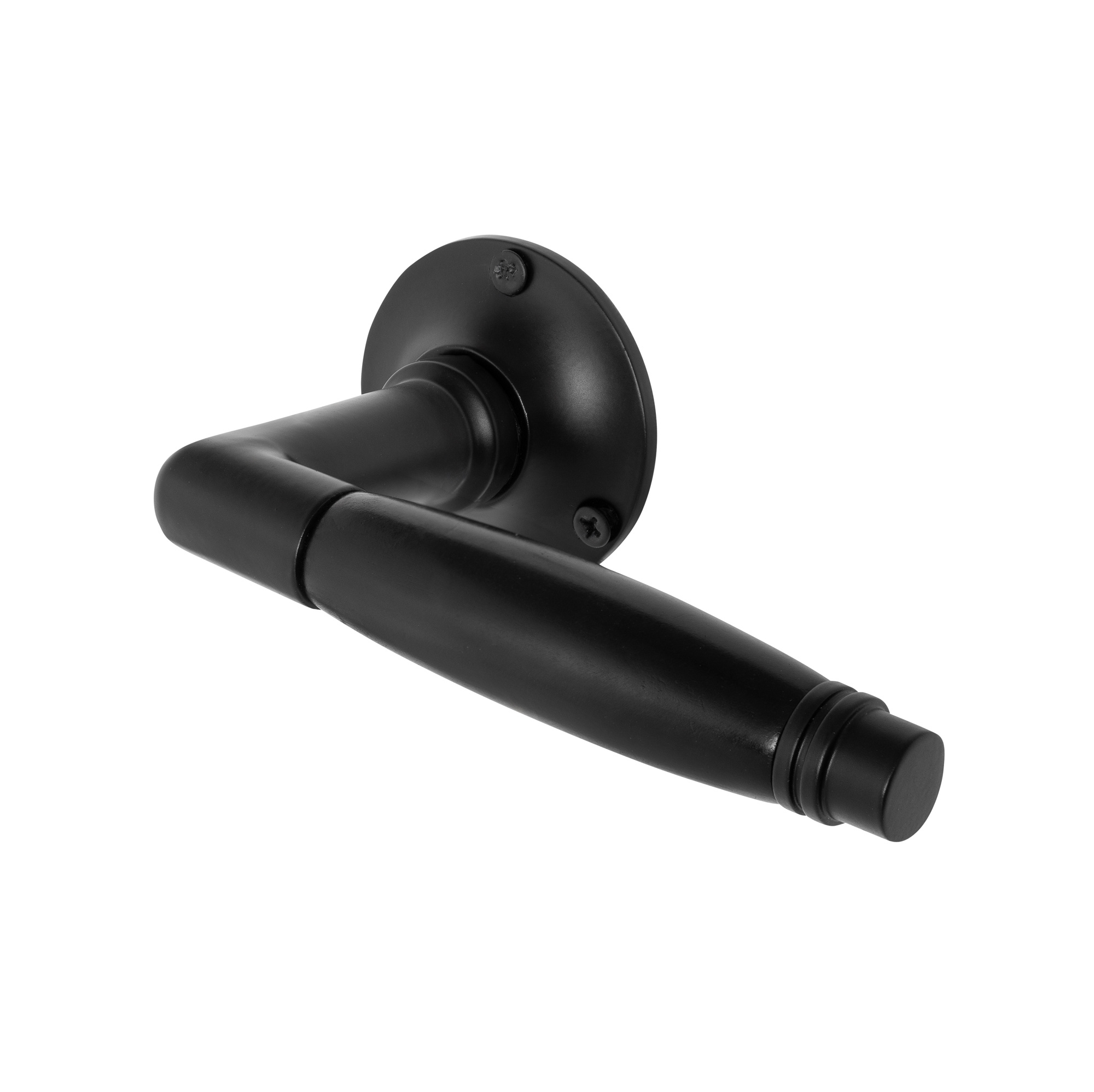 De Oude Deurklink Deurklink Deco geveerd mat zwart met ronde rozetten