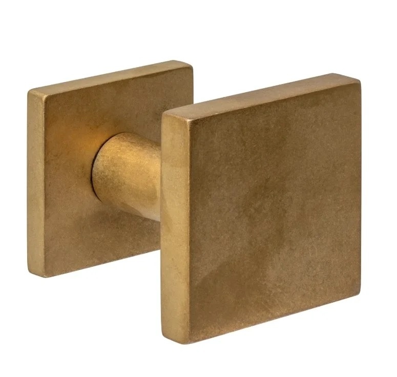 Intersteel Vaste voordeurknop vierkant 64x64mm éénzijdige montage PVD messing getrommeld