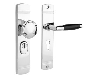 De Oude Deurklink Retro buitendeurbeslag knop/klink PC55 glanzend nikkel De Oude Deurklink Retro buitendeurbeslag knop/klink PC55 glanzend nikkel