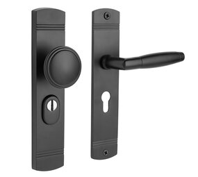 De Oude Deurklink Retro buitendeurbeslag knop/klink PC55 zwart De Oude Deurklink Retro buitendeurbeslag knop/klink PC55 zwart