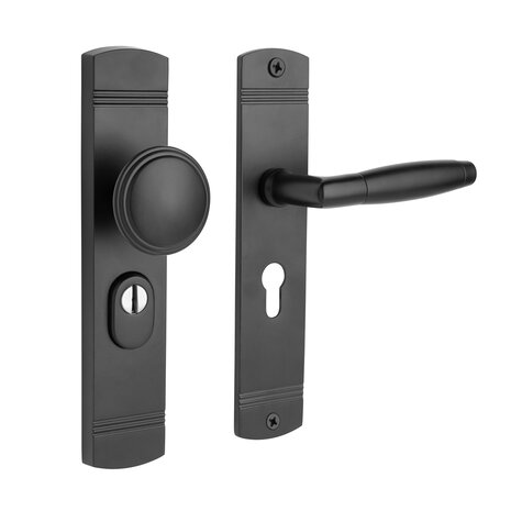 De Oude Deurklink Retro buitendeurbeslag knop/klink PC55 zwart De Oude Deurklink Retro buitendeurbeslag knop/klink PC55 zwart