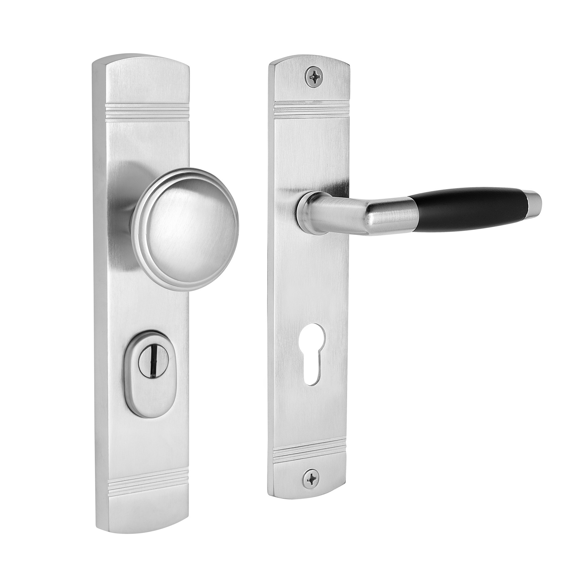 De Oude Deurklink Retro buitendeurbeslag knop/klink PC72 mat nikkel