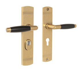 De Oude Deurklink Retro buitendeurbeslag klink/klink PC55 in getrommeld messing De Oude Deurklink Retro buitendeurbeslag klink/klink PC55 in getrommeld messing