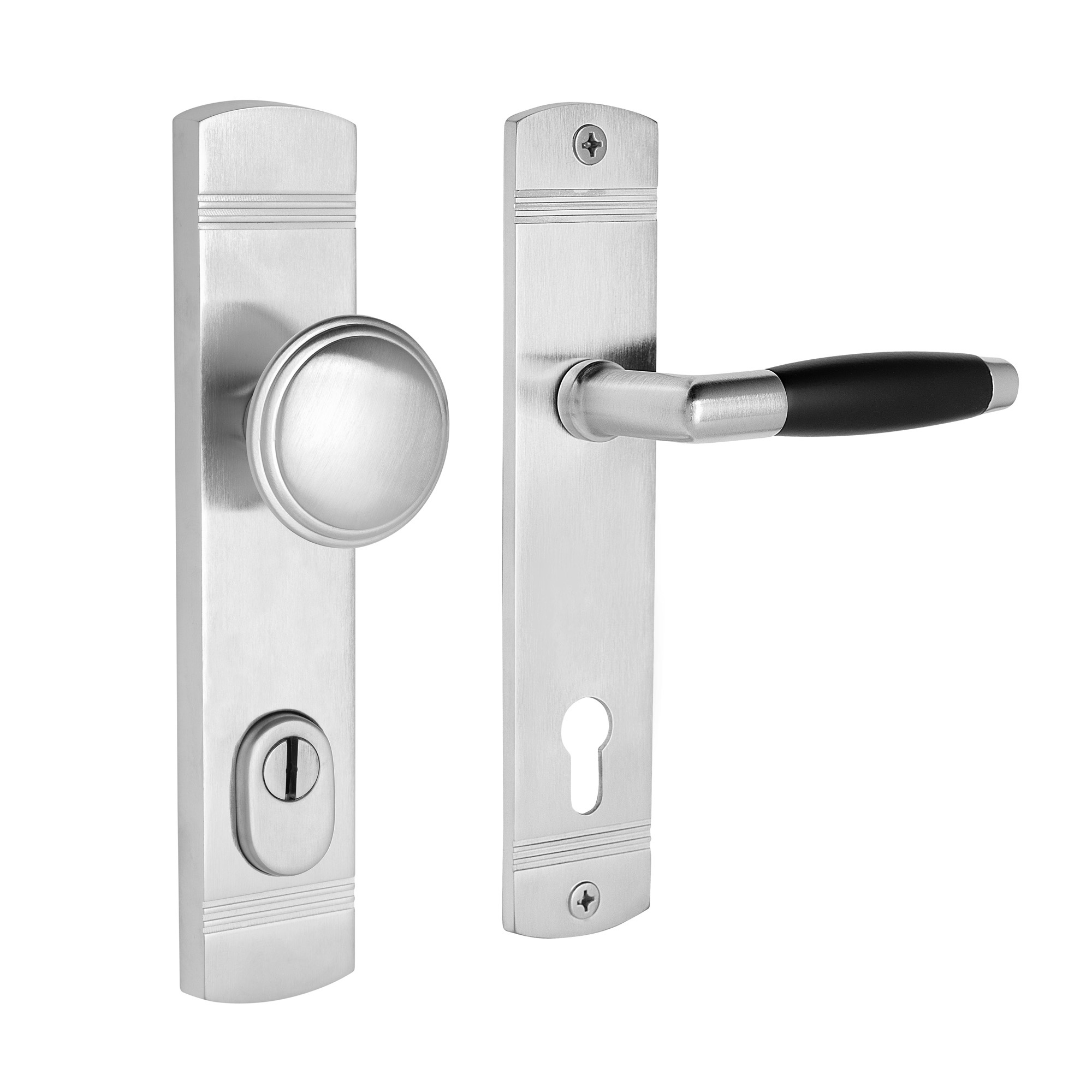 De Oude Deurklink Retro buitendeurbeslag knop/klink PC92 mat nikkel