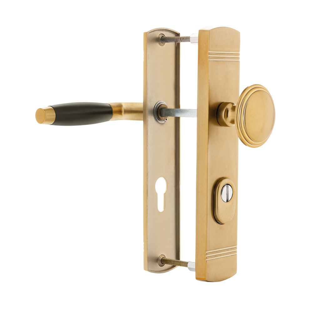 De Oude Deurklink Retro buitendeurbeslag knop/klink PC55 getrommeld messing De Oude Deurklink Retro buitendeurbeslag knop/klink PC55 getrommeld messing