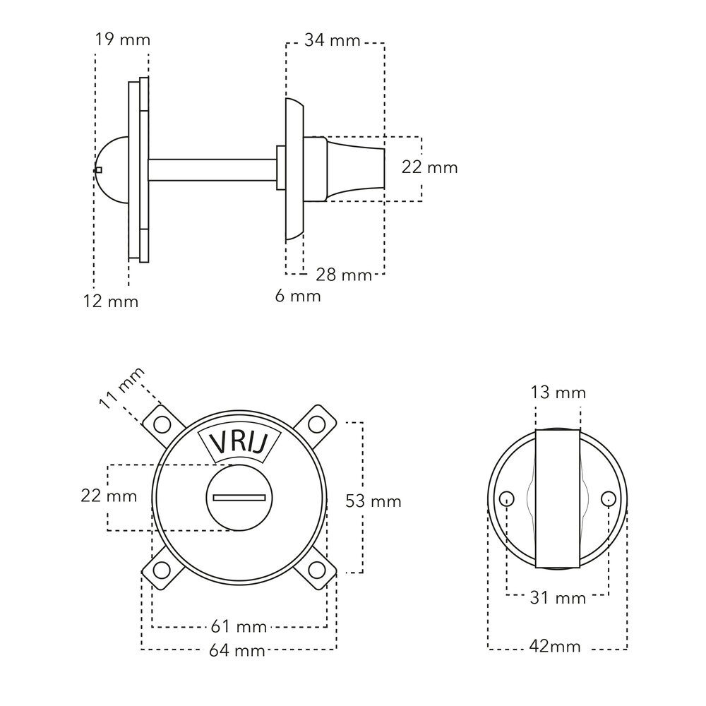 De Oude Deurklink WC sluiting Resident glanzend nikkel