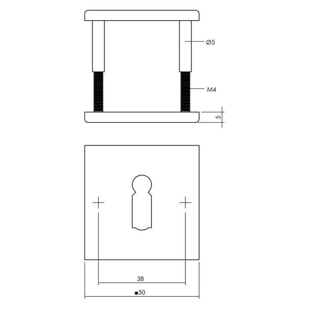 Intersteel Sleutelrozetten vierkant geborsteld RVS mat zwart