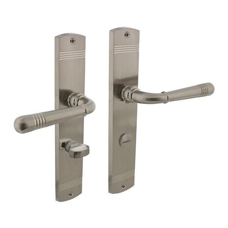 Intersteel Deurklink Helena op schild WC slot 63mm nikkel mat Intersteel Deurklink Helena op schild WC slot 63mm nikkel mat